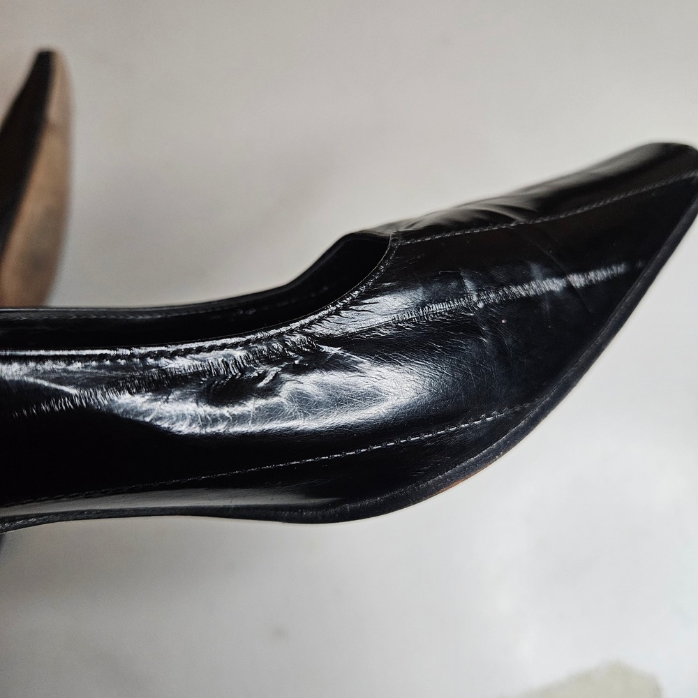 Vaneli Black Leather Pointed Toe Kitten Heel Pumps Womens Size 6M Vero Cuoio - Picture 12 of 16